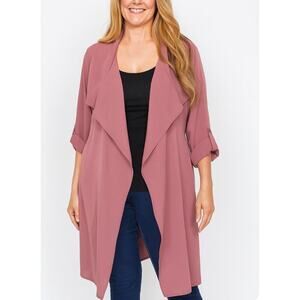 Charming Charlie cardigan mauve long open front lightweight SZ SM Polyester